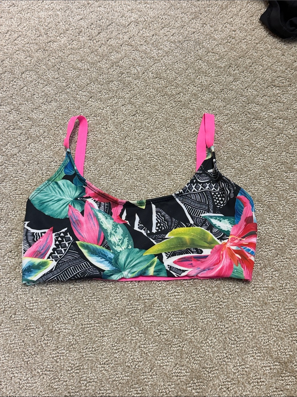 Onzie yoga s/m Tropical Floral sports bra Top with Pink Straps